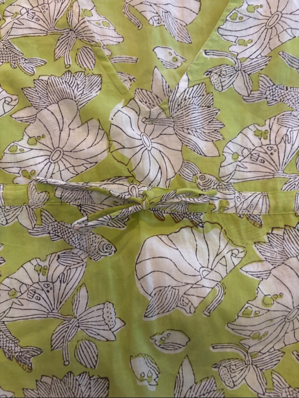 Gretchen Scott Designs Fish And Water Lily Long Sleeve Dress View 3